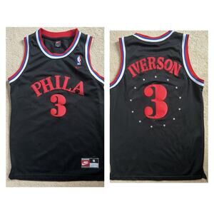 Vintage Allen Iverson Black Nike Jersey, Philadelphia 76ers, Philly 3 Sm